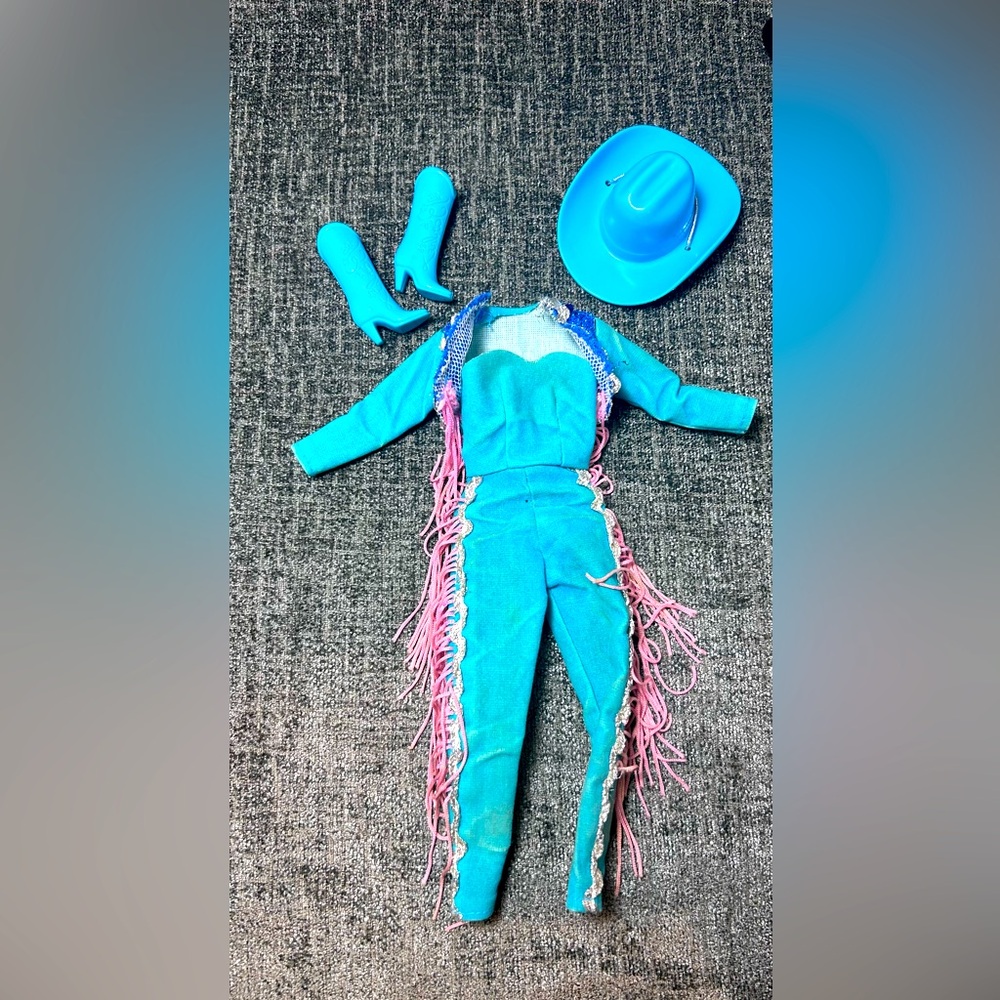 Vintage Barbie Turquoise Western Outfit with Cowgirl Hat & Boots